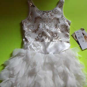 Girl's Sz 4 Biscotti Sequined Ruffled Tulle Dress New With Tags